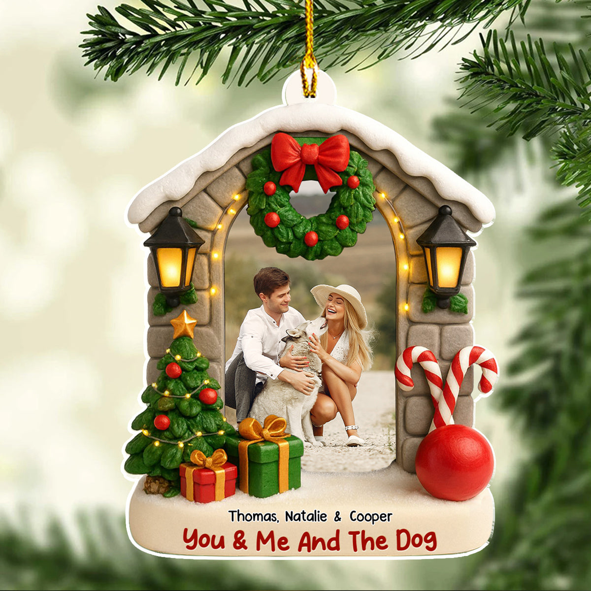 Custom Photo Keepsake Christmas Ornament • Bond Of Dog Love Photo - Personalized 3D Effect Acrylic Ornament