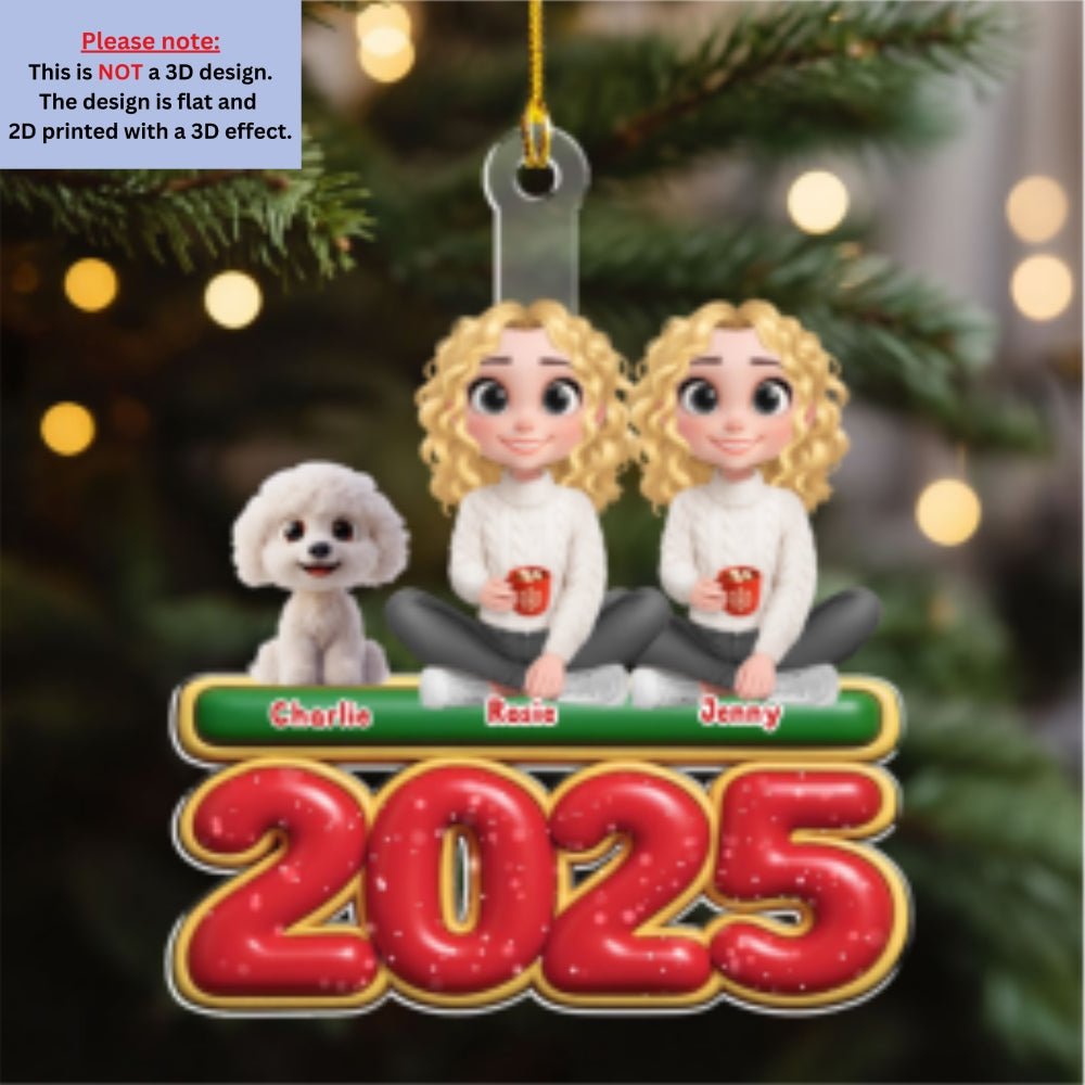 Custom Couple Christmas Ornament, Anniversary Gift •  We And Our Pet Version 2 - Personalized Acrylic Ornament