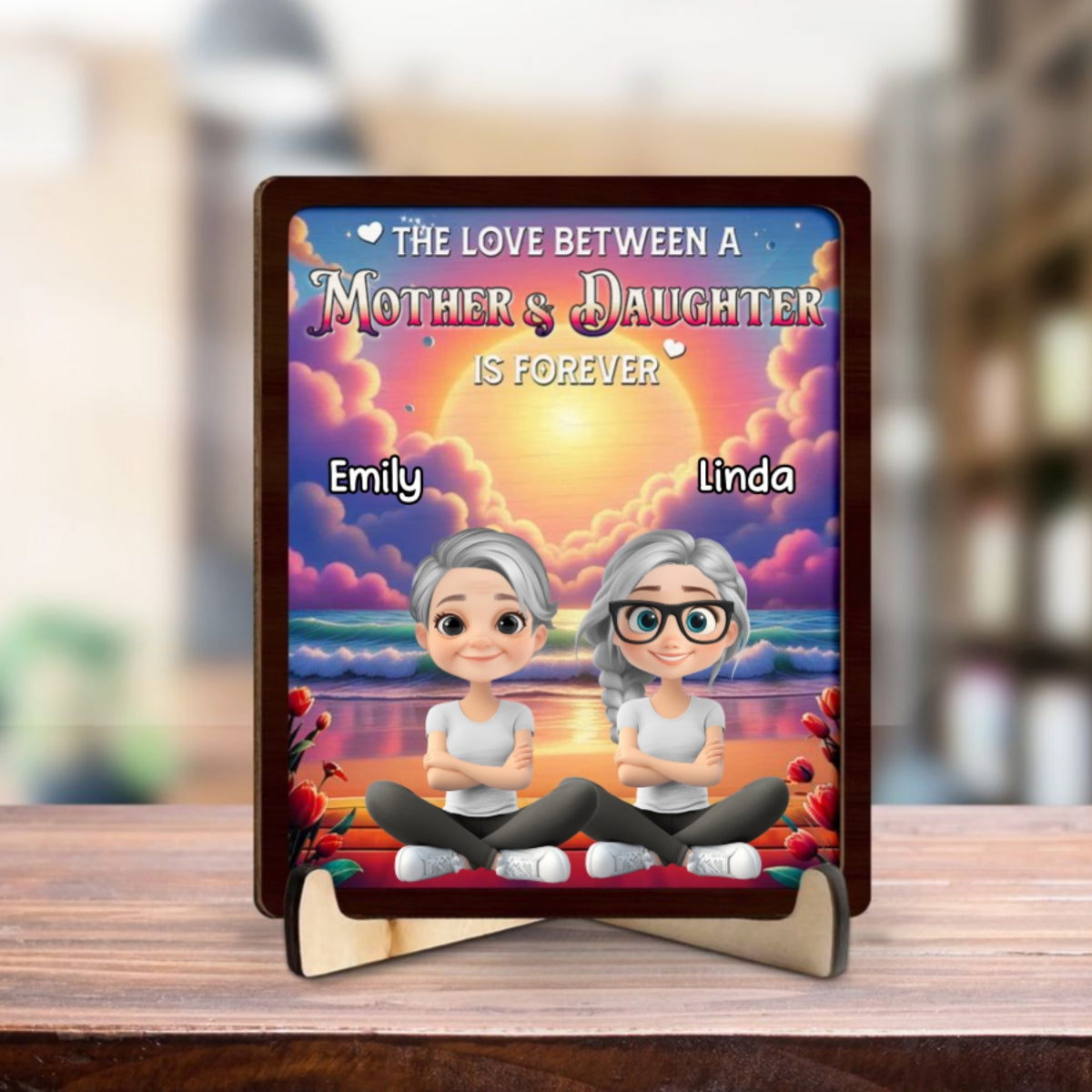 Custom Mother's Day Decor, Gift for Mom & Grandma • The Love Between Us - Personalized Wooden Plaque