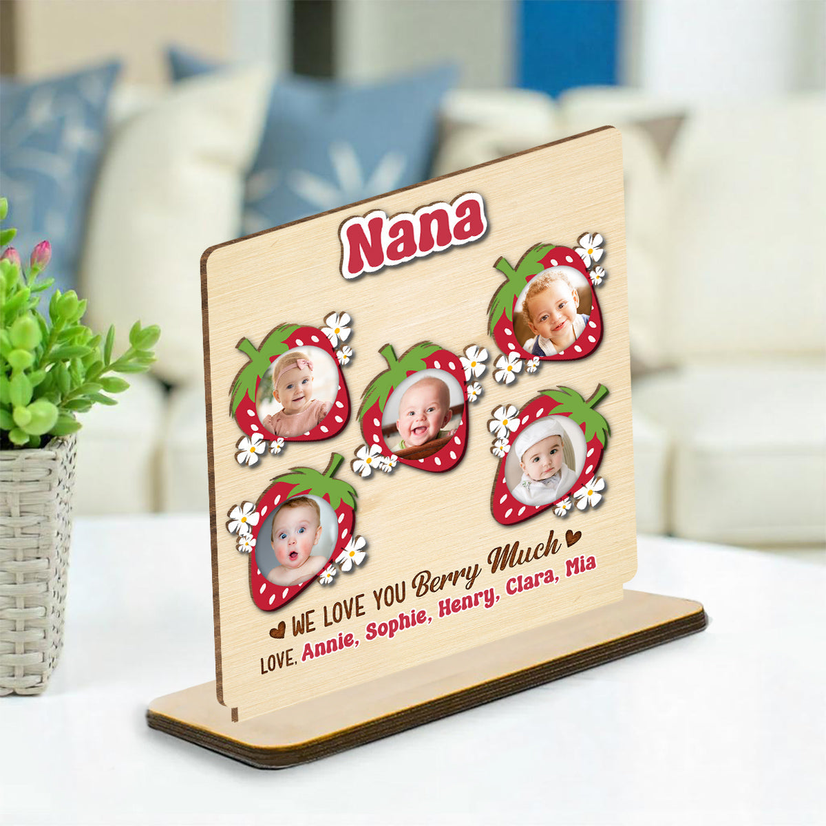 Custom Mother's Day Decor, Gift for Mom & Grandma • Berry Much - Personalized 2-Layer Wood Plaque With Flat Base