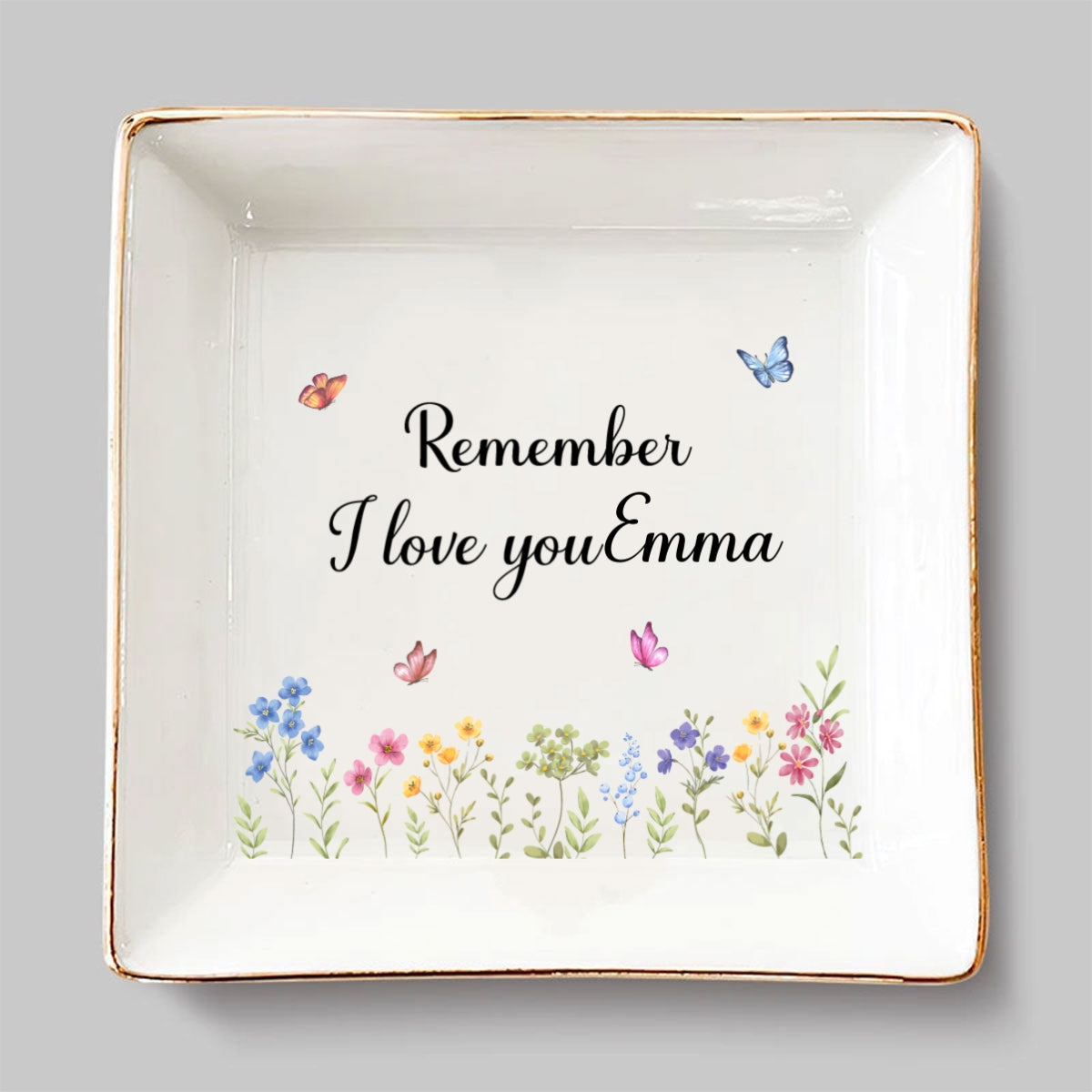 Custom Mom Trinket Dish, Birthday Christmas Gift • I Love You Mom - Personalized Jewelry Dish