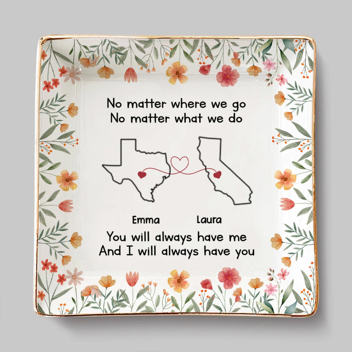 Custom Bestie Trinket Dish, Birthday Christmas Gift For Best Friend • Bestie Always Have You 2 - Personalized Jewelry Dish