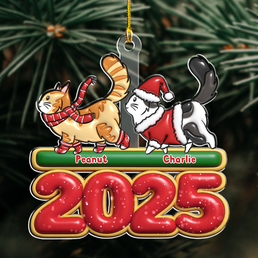 Custom Keepsake Christmas Ornament •  Cat Walks - Personalized Acrylic Ornament