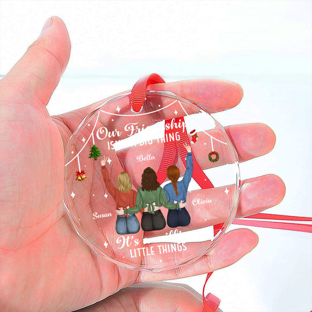 Custom Friendship Christmas Ornament, Best Friend Gift •  Small Things Make Big Memories - Personalized Glass Ornament