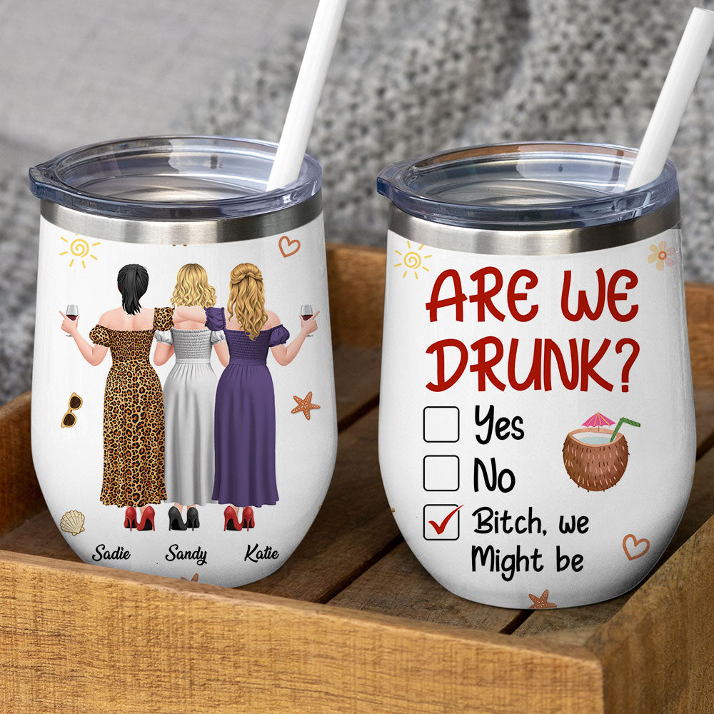 Custom Christmas Birthday Gifts For Best Friend • Drinking Besties - Personalized Wine Tumbler