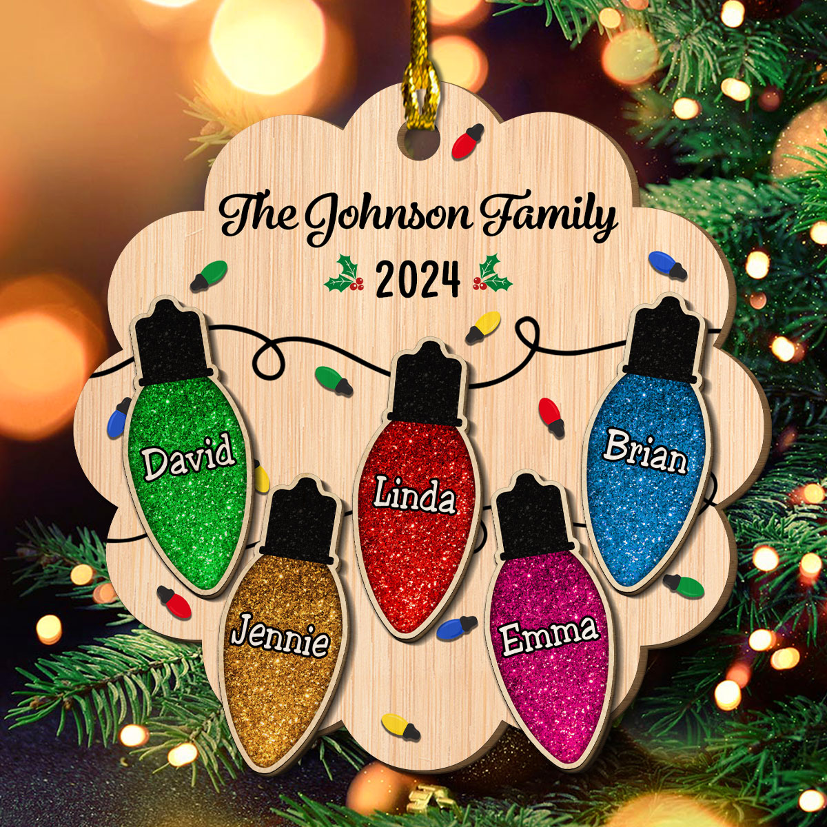Custom Family Ornament, Christmas Gift for Family Members •  Merry Christmas My Family - Personalized 2-Layered Wood Ornament