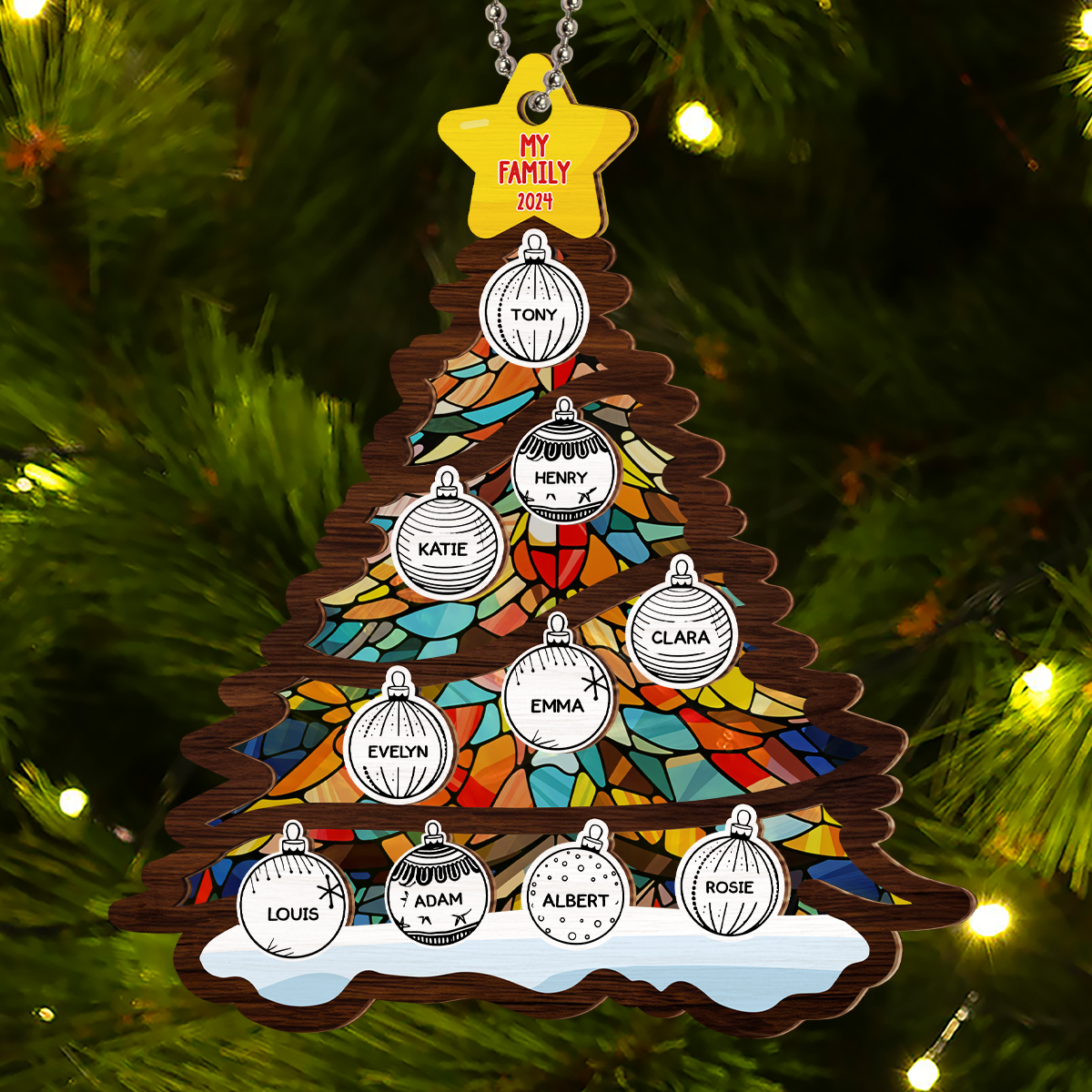 Custom Family Ornament, Christmas Gift for Family Members •  Our Beloved Family - Personalized Suncatcher Ornament