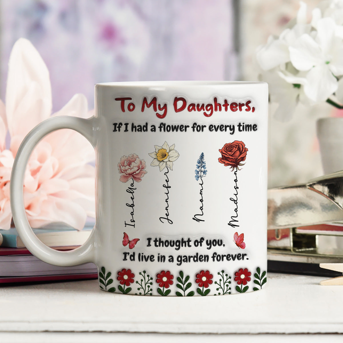 Custom Mother's Day Gift for Daughter • Life Is Sweeter With Daughters - Personalized 3D Inflated Effect Mug