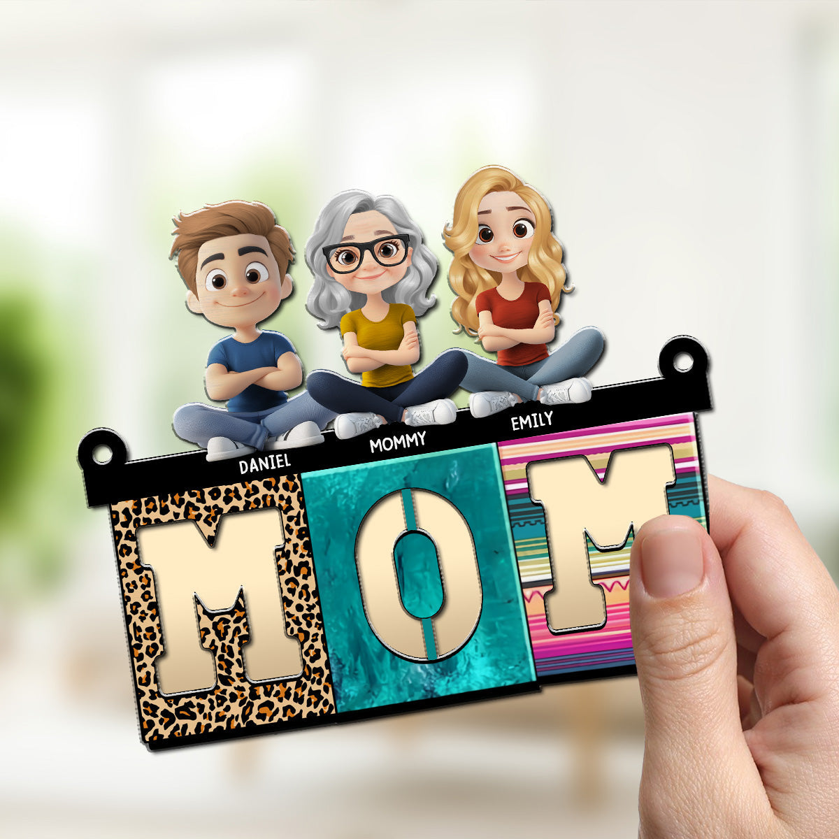 Custom Hanging Decor for Mom Daughter, Mother's Day Gifts • Mom With Cute Children - Personalized Suncatcher