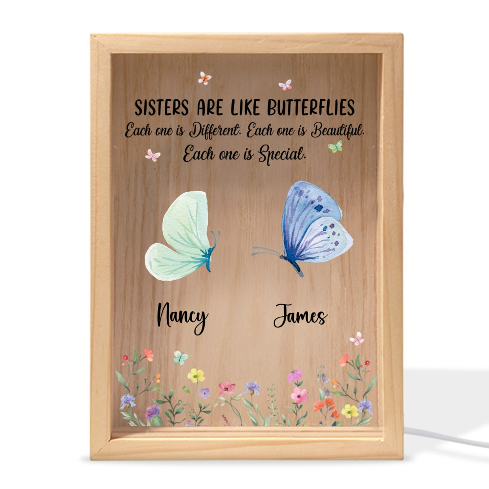 Sisters Shine Like Butterfly - Personalized Frame Light Box