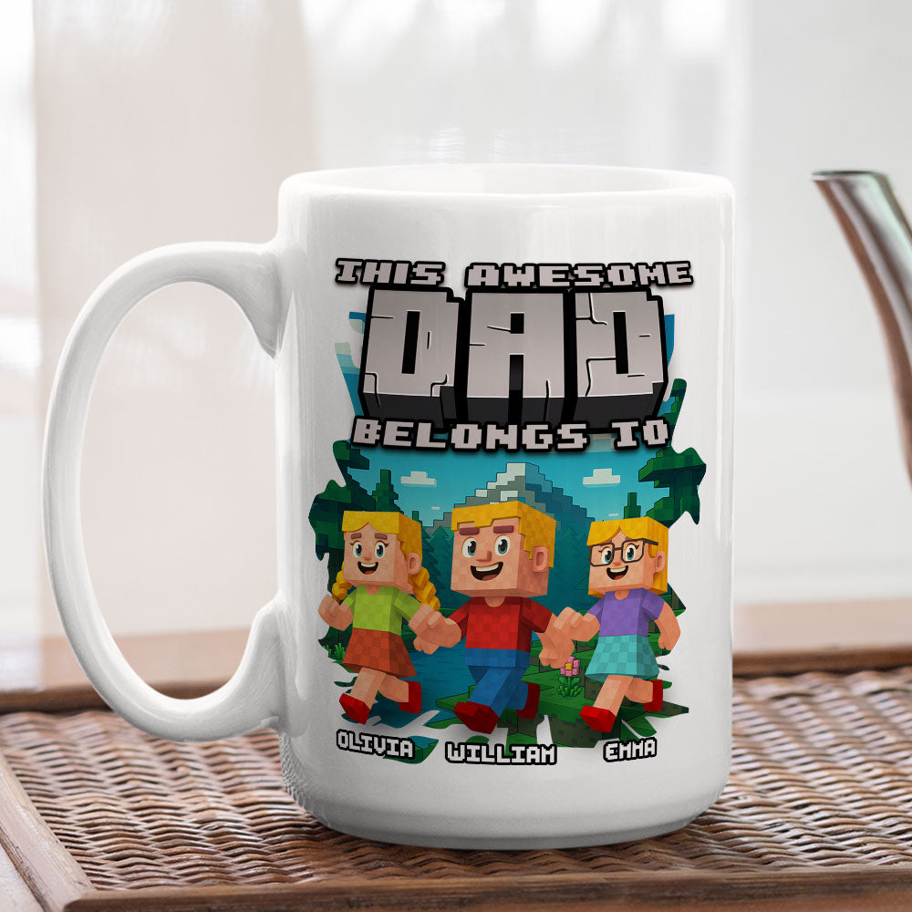 Custom Father's Day, Special Gift for Dad & Grandpa • This Awesome Dad Belongs To Me - Personalized Coffee Mug