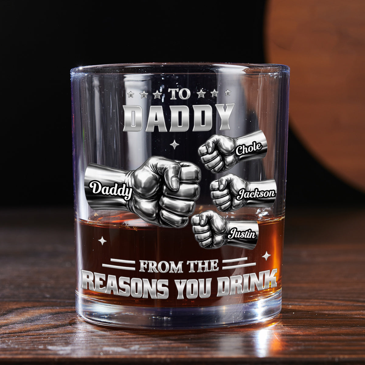 Custom Father's Day Birthday Gifts for Dad • Reason You Drink - Personalized Whiskey Glass