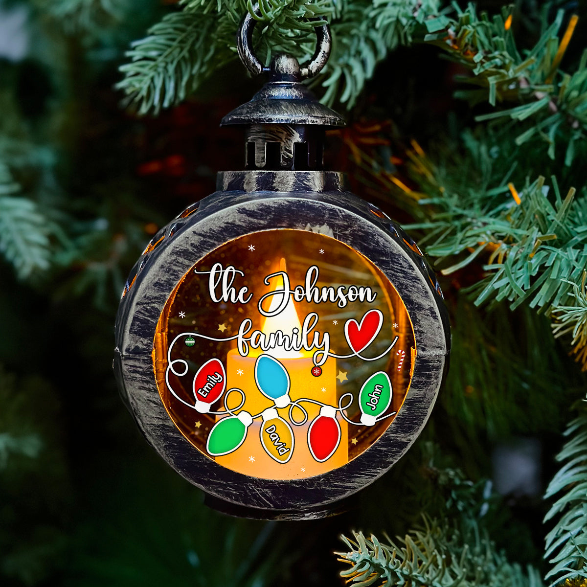 Custom Name Family Christmas Gifts, Holiday Decor • Family Christmas Light - Personalized Christmas Lantern