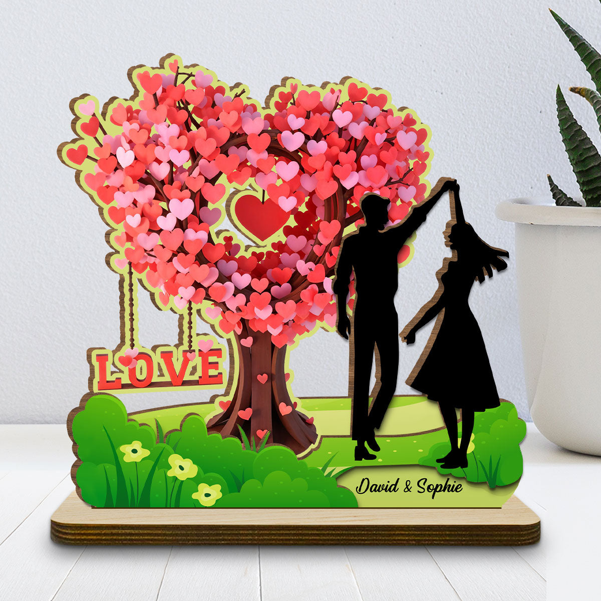 Custom Couple's Decor, Anniversary & Wedding Gift • You Are My Everything - Personalized 2-Layer Wood Plaque With Flat Base