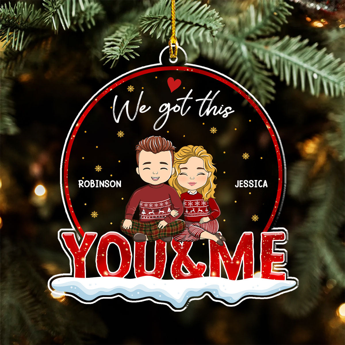 Custom Couple Christmas Ornament, Anniversary Gift •  Together You And Me - Personalized Acrylic Ornament