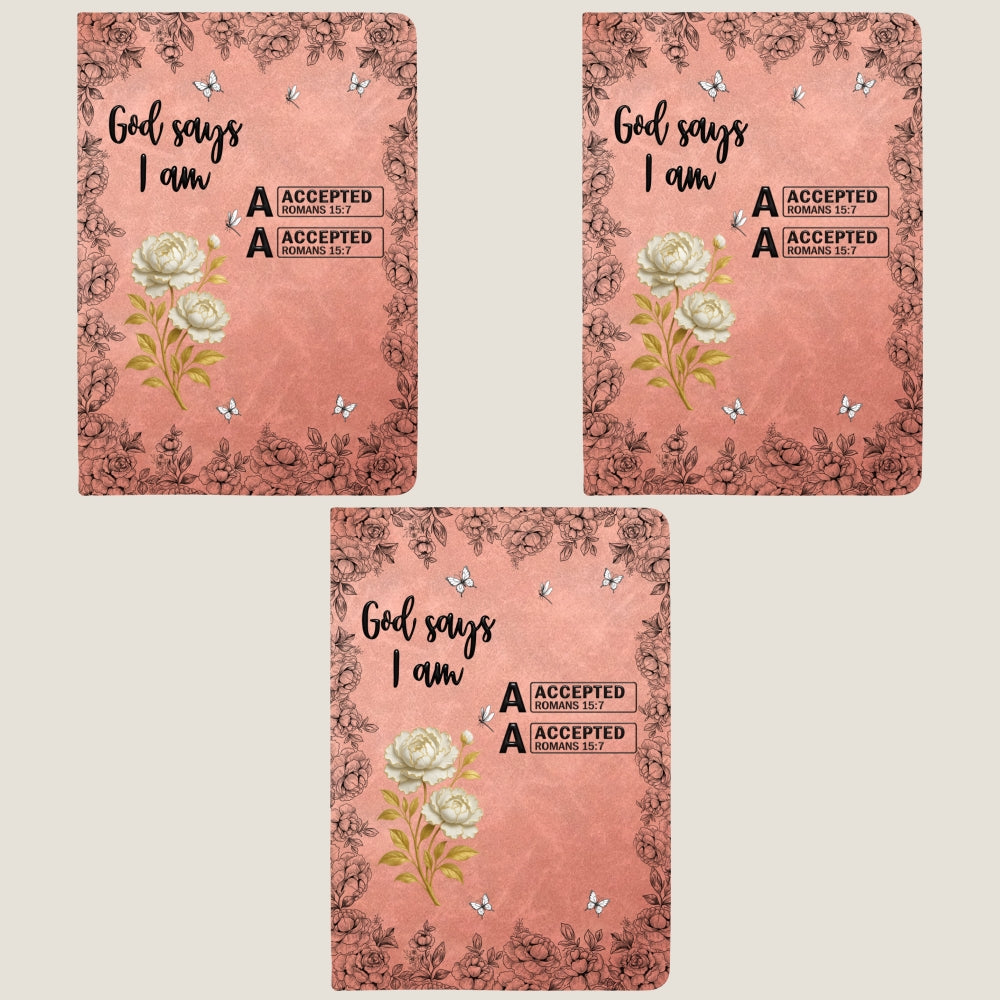 God Says You Are Bible Verse Custom Birth Flower & Name - Personalized Leather Journal