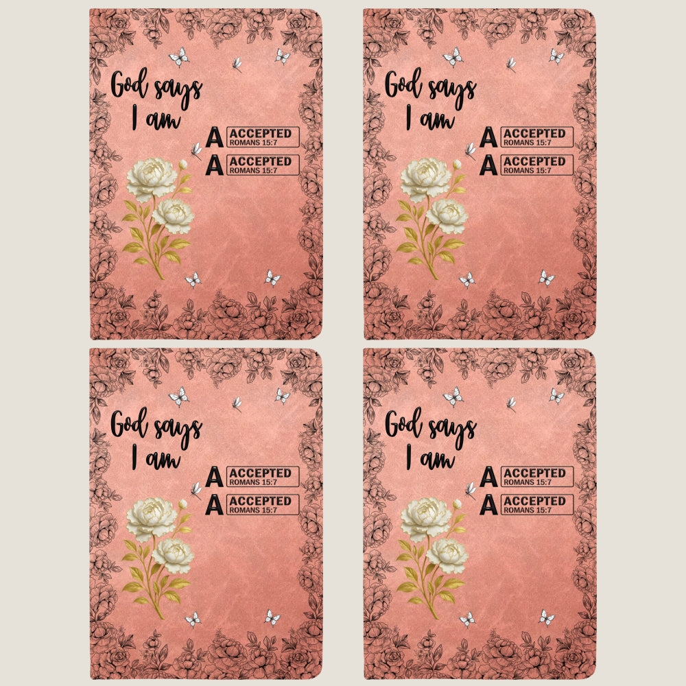 God Says You Are Bible Verse Custom Birth Flower & Name - Personalized Leather Journal