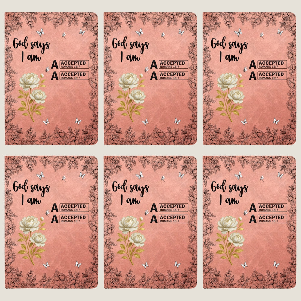 God Says You Are Bible Verse Custom Birth Flower & Name - Personalized Leather Journal