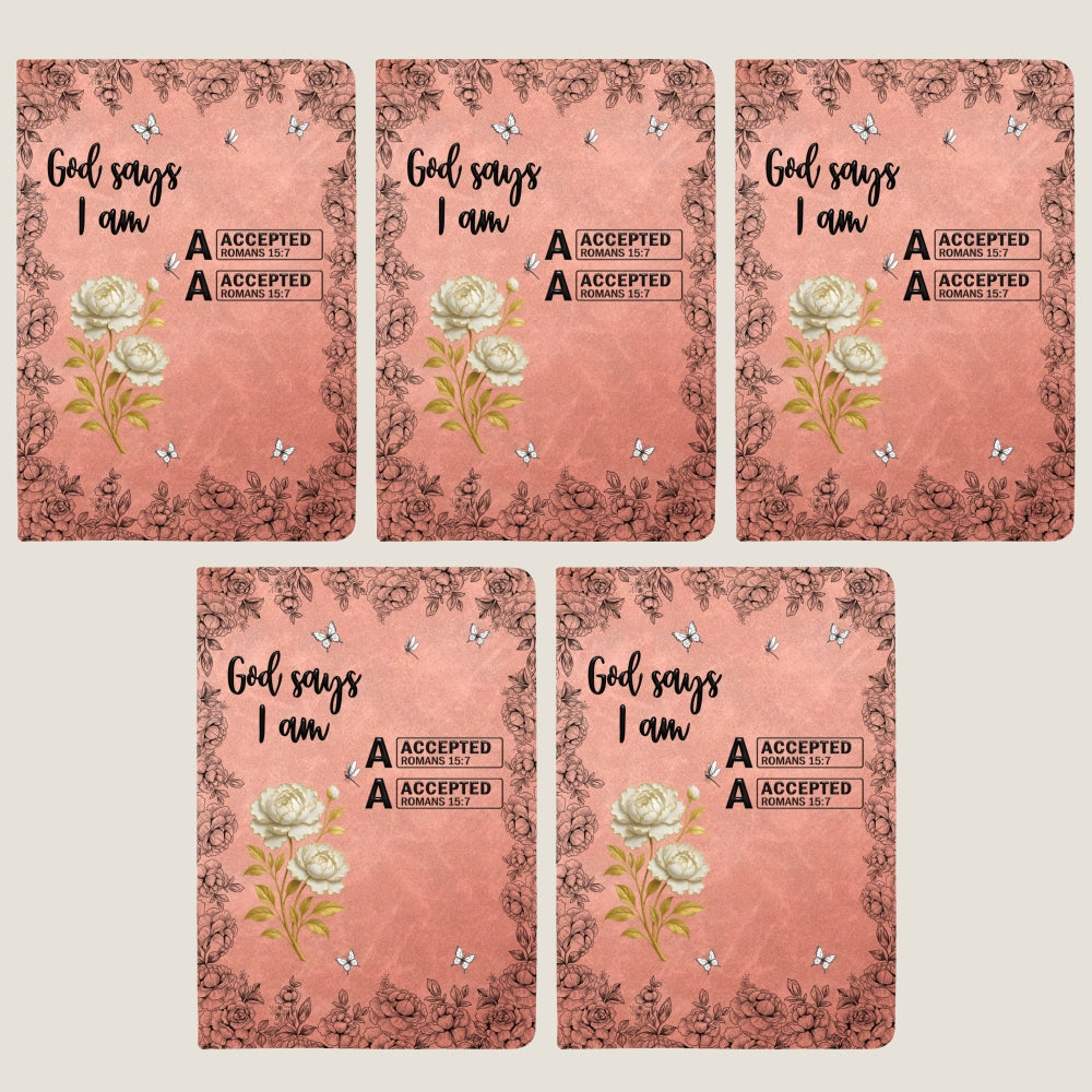 God Says You Are Bible Verse Custom Birth Flower & Name - Personalized Leather Journal