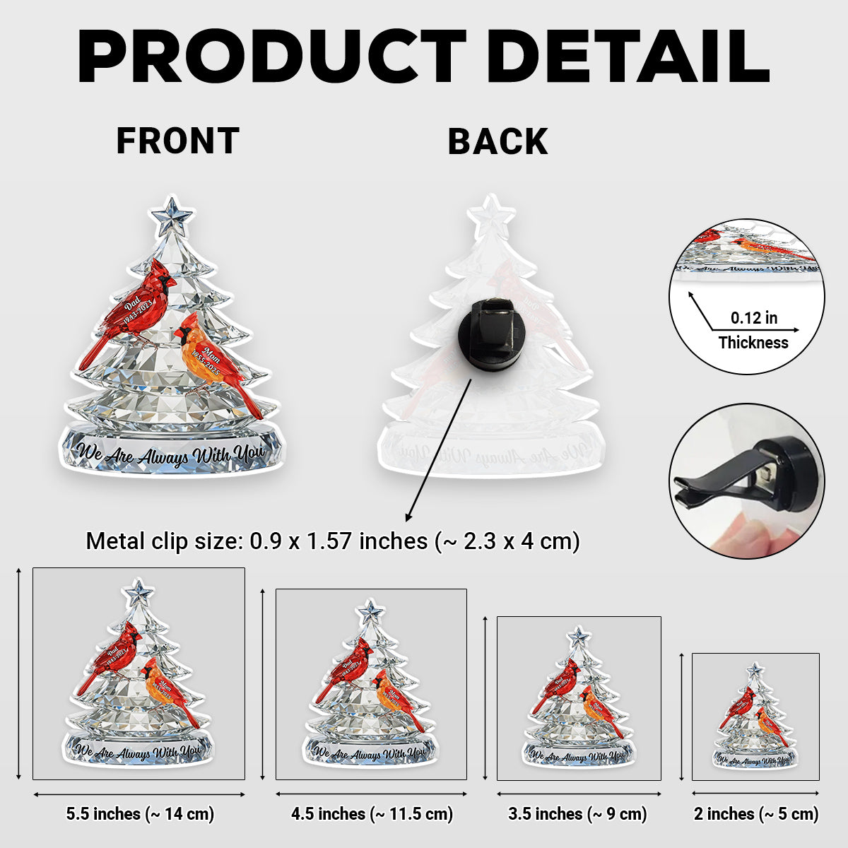 Never Leave Your Side - Personalized 3D Effect Car Vent Clip