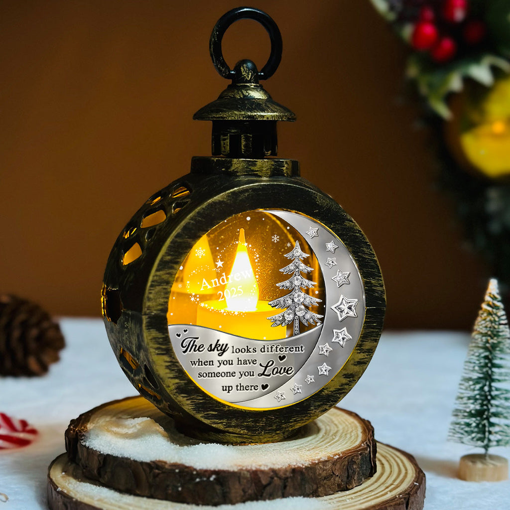 Custom Name Memorial Christmas Night Light, Remembrance Gifts • Not The Same Sky - Personalized 3D Effect Christmas Lantern