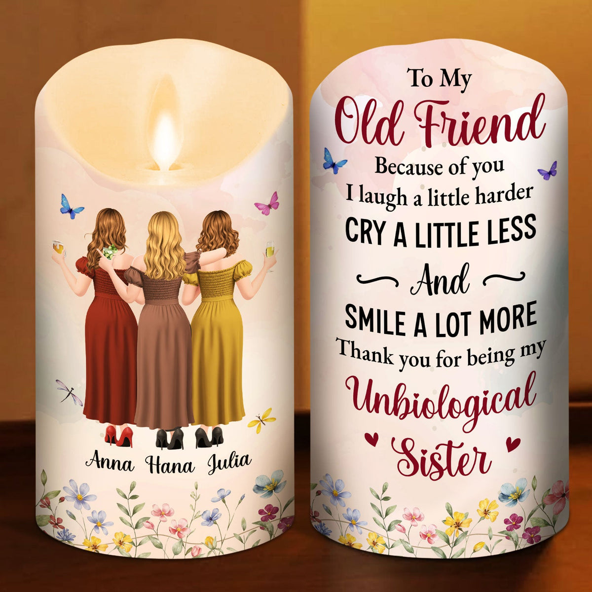 Old Friend Unbiological Sister - Personalized LED Candle