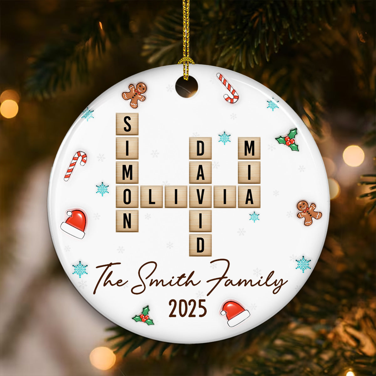 Custom Family Ornament, Christmas Gift for Family Members •  The Best Crossword We Ever Made - Personalized 3D Inflated Effect Ceramic Ornament