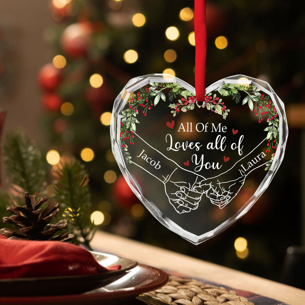 Custom Couple Christmas Ornament, Anniversary Gift •  My Heart Needed You - Personalized Glass Ornament