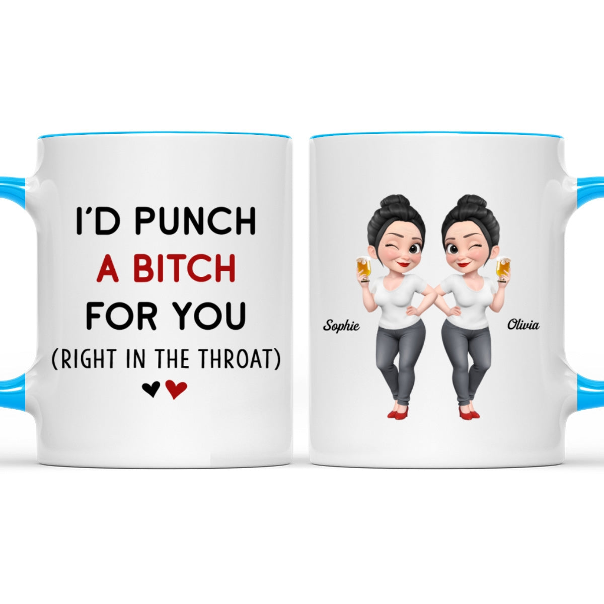 Custom Best Friend, Christmas & Birthday Friendship Keepsake Gift • Would Punch For You - Personalized Accent Mug
