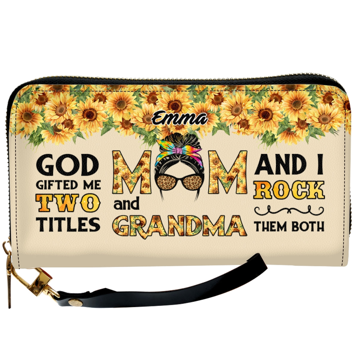 God Gifted Me Two Titles Mom & Grandma - Personalized Leather Wallet