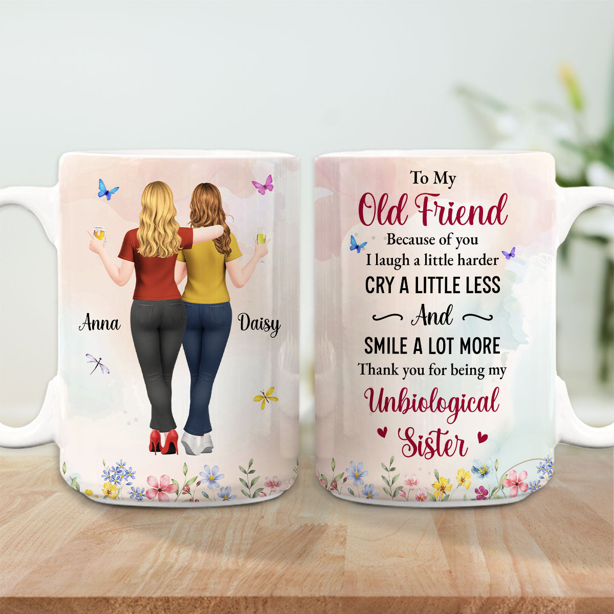 Custom Best Friend, Christmas & Birthday Friendship Keepsake Gift • Old Friend Unbiological Sister - Personalized Coffee Mug