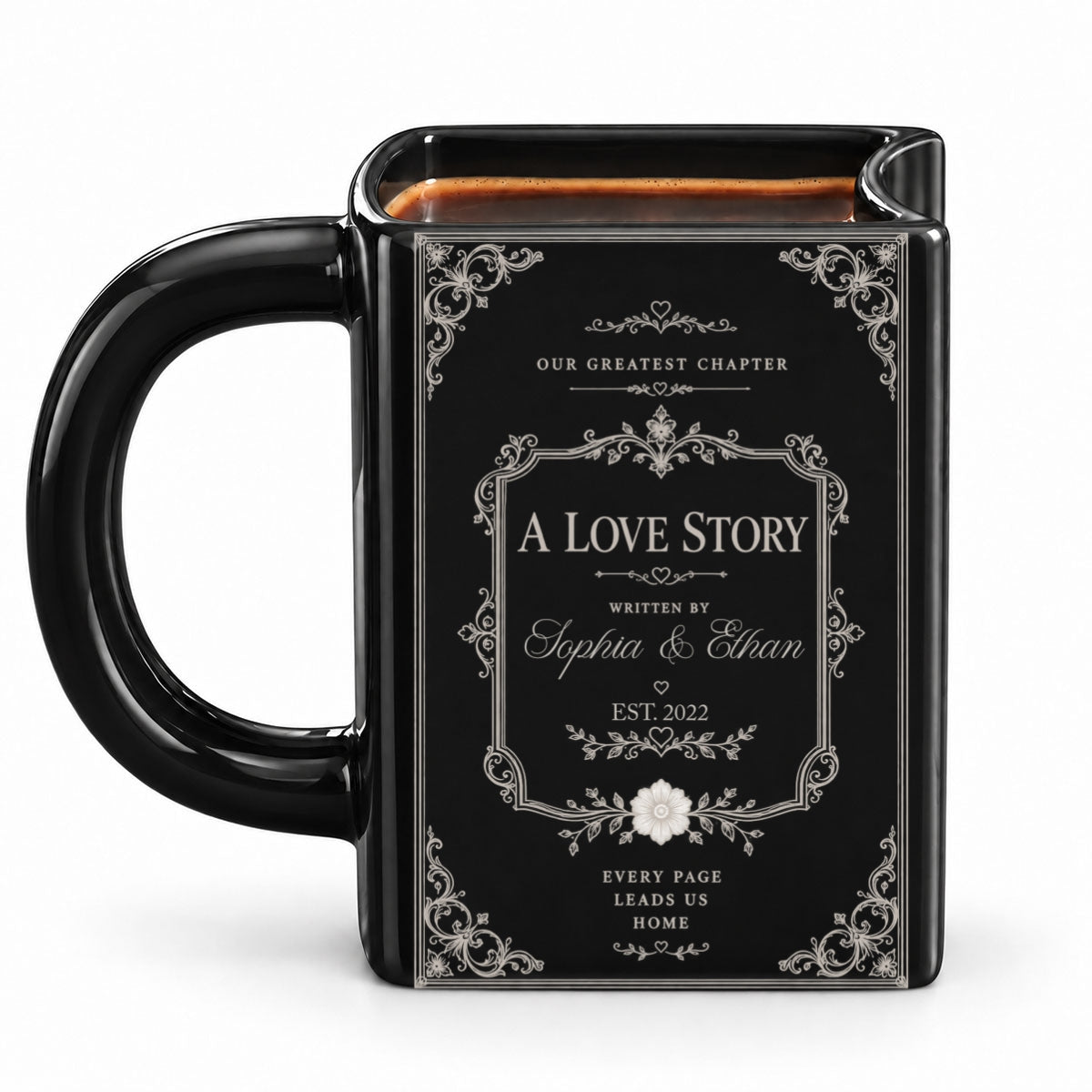 Custom Bookish Drinkware, Christmas Birthday Gift For Book Lovers • Custom Book Lover Drinkware, Romantic Gift For Couples • Together Is Our Favorite Chapter - Personalized Book Shaped Mug