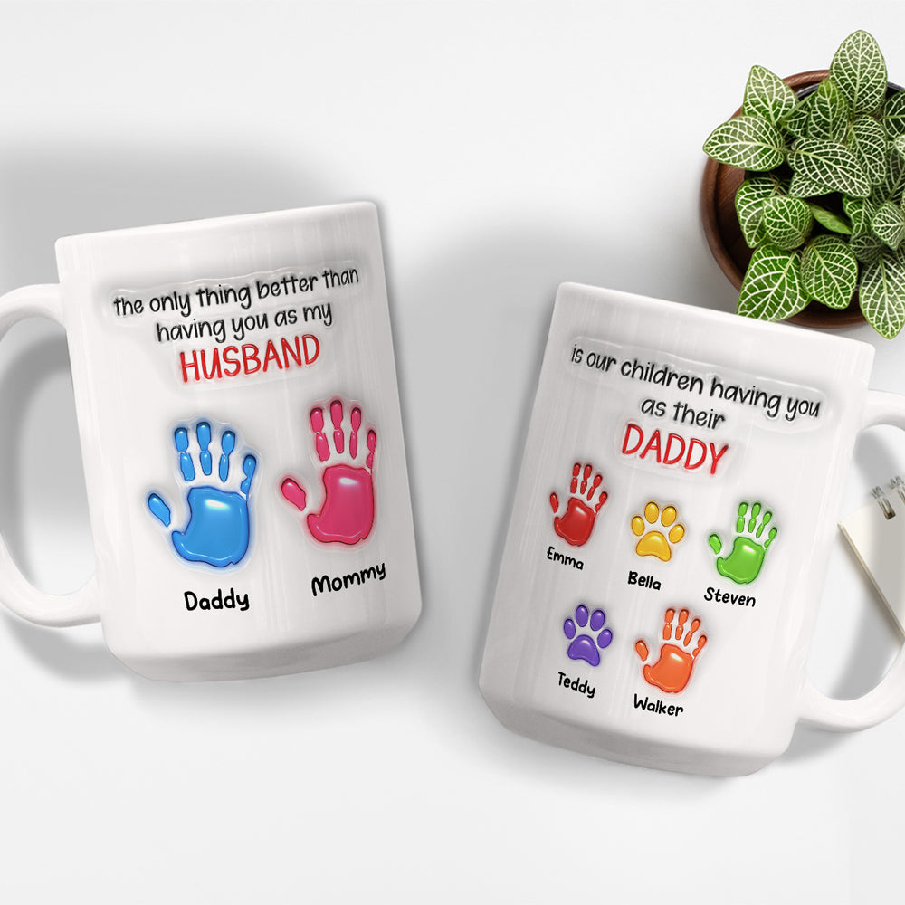 Custom Anniversary Keepsake Gifts For Couple • Watching You Be A Dad Husband - Personalized 3D Inflated Effect Mug