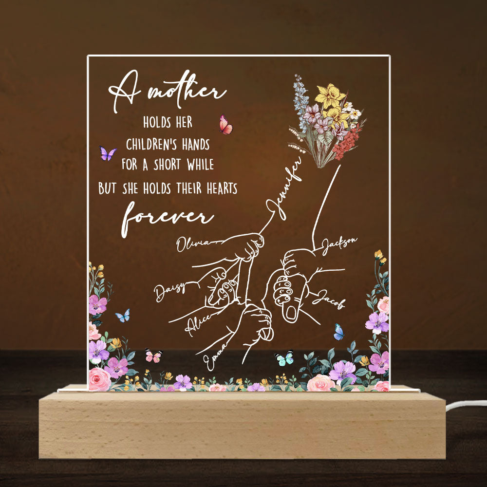 Custom Mother's Day Gift for Mom Grandma • Mother Holds Her Children Heart Forever - Personalized LED Light