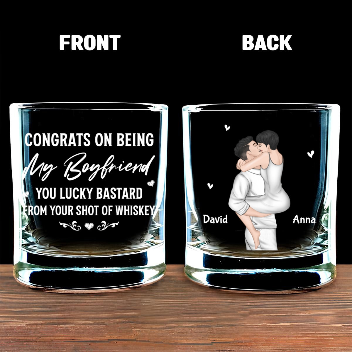 Custom Christmas Anniversary Birthday Drinkware Gifts for Couple • Congrats On Being My Husband - Personalized Whiskey Glass