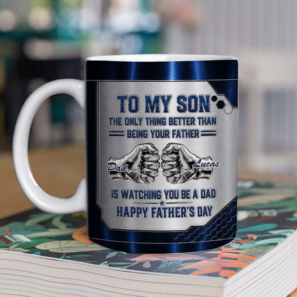 Custom Father's Day Gift For Son • Watching My Son - Personalized 3D Inflated Effect Mug