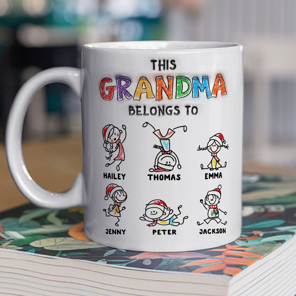 Custom Christmas & Birthday Gift For Grandma • Loved By My Grandkids - Personalized 3D Inflated Effect Mug