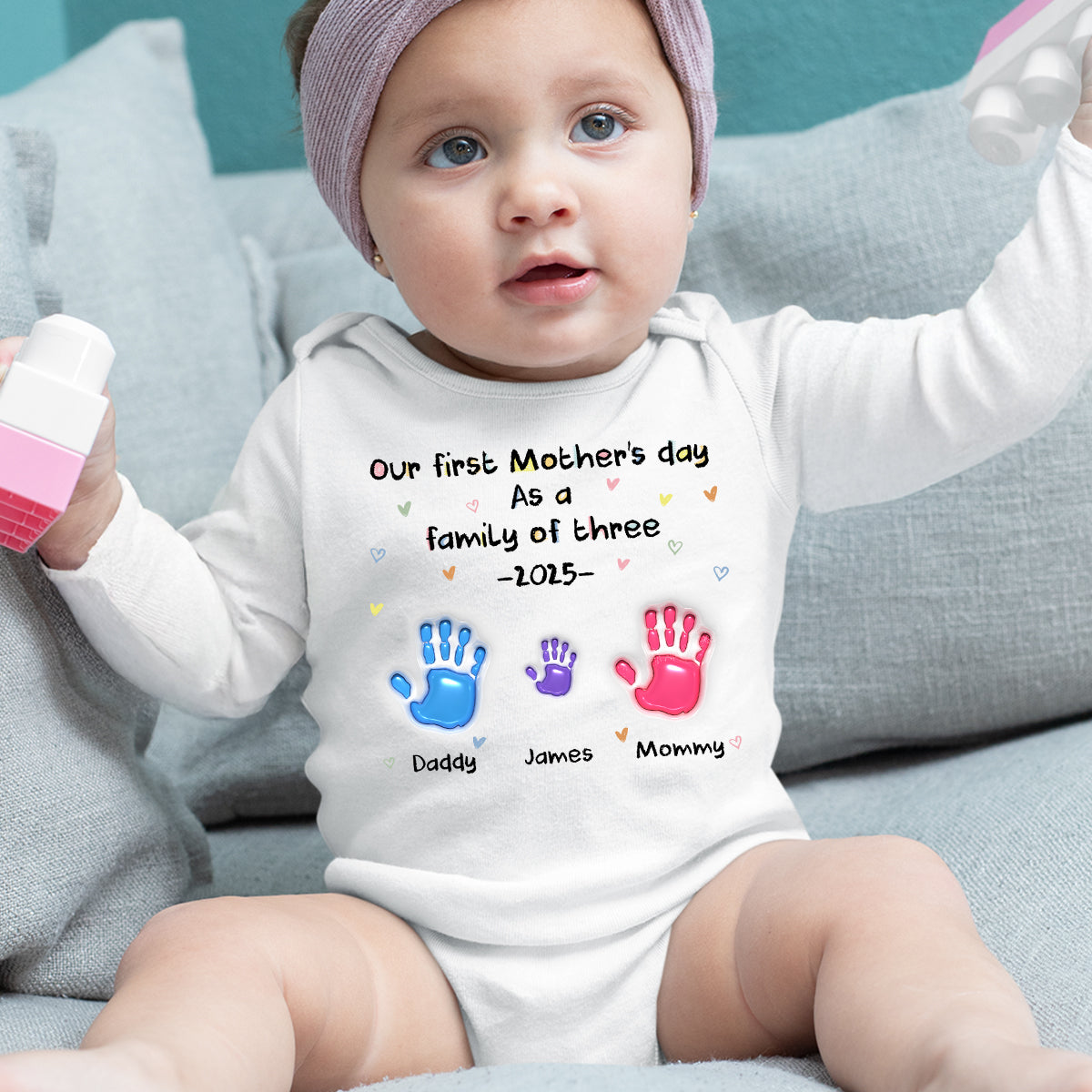 First Mother Day - Personalized Long Sleeve Baby Onesie