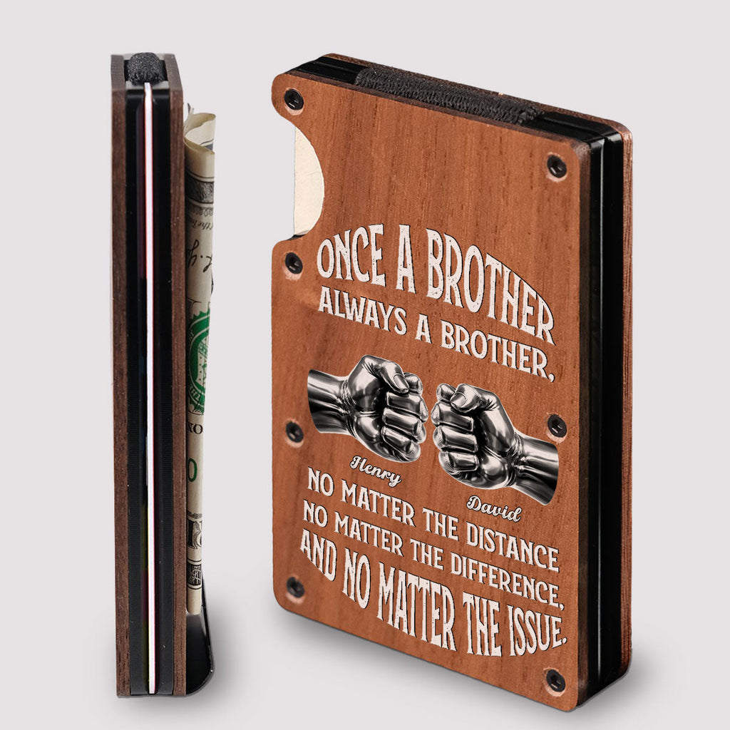 Once A Brother And Always A Brother - Personalized Wooden Card Holder