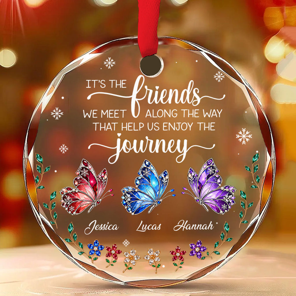 Custom Friendship Christmas Ornament, Best Friend Gift •  Our Journey - Personalized Glass Ornament