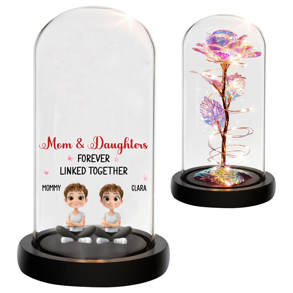 Mother And Daughter Linked Forever - Personalized Sparkly Rose