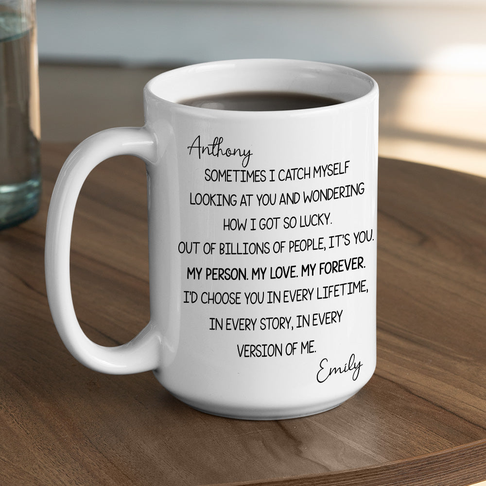 Custom Anniversary Keepsake Gifts For Couple • How I Got So Lucky - Personalized Coffee Mug