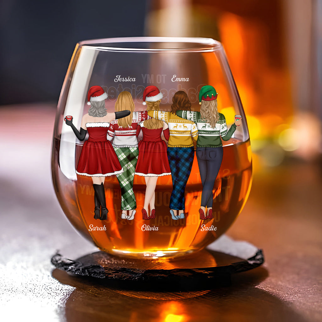 Because Of You I Laugh A Little Harder - Personalized Wine Glass