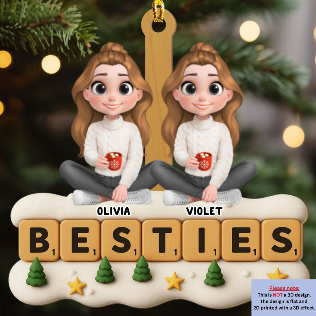 Custom Friendship Christmas Ornament, Best Friend Gift •  The Cutest Squad - Personalized 3D Effect Wood Ornament
