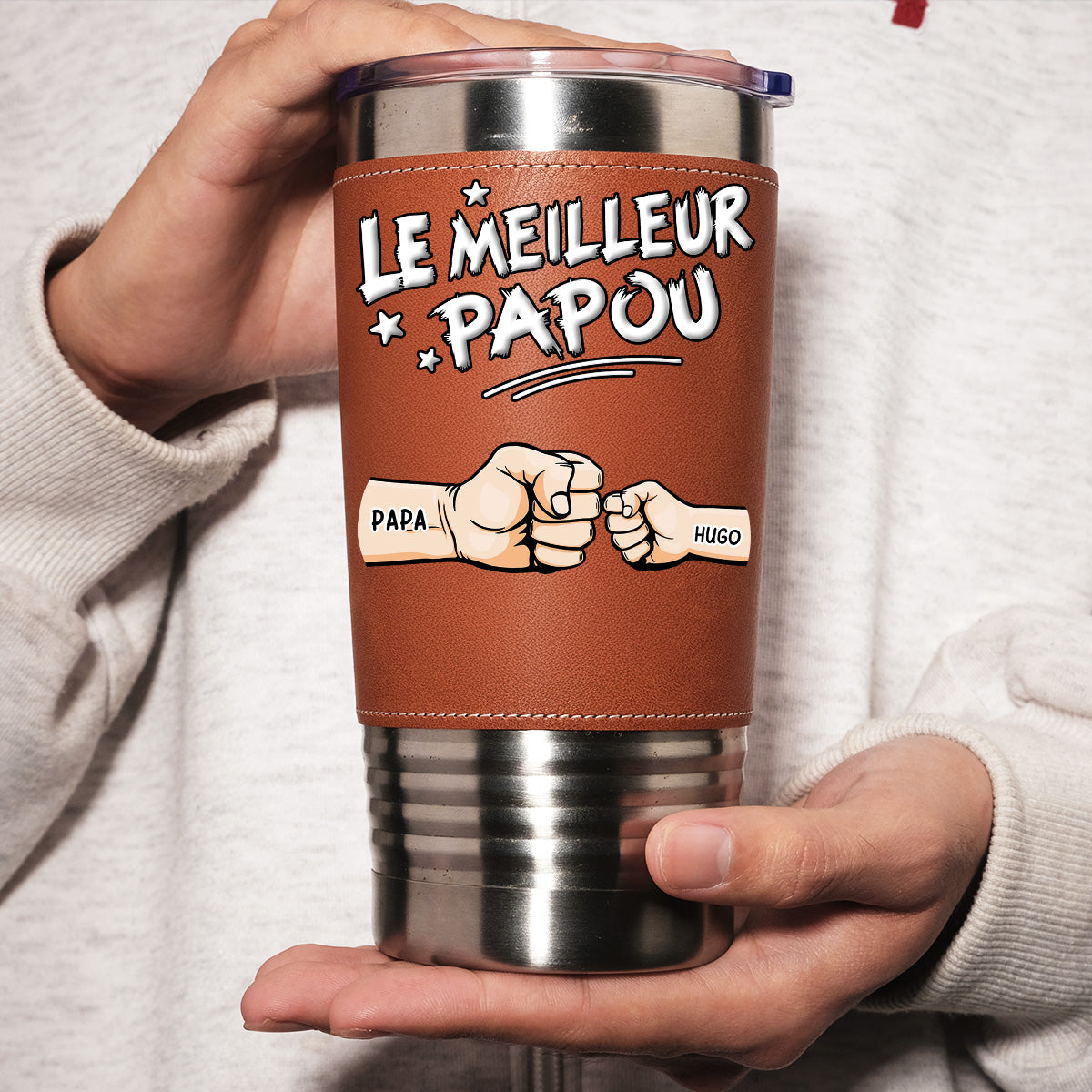 Custom Father's Day Birthday Gifts For Dad • Meilleur Papa - Gobelet En Cuir Personnalisé