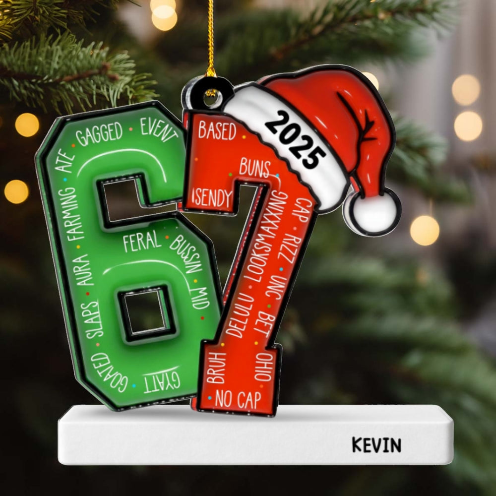 Custom Family Ornament, Christmas Gift for Family Members •  Alpha Six Seven Slang - Personalized Acrylic Ornament