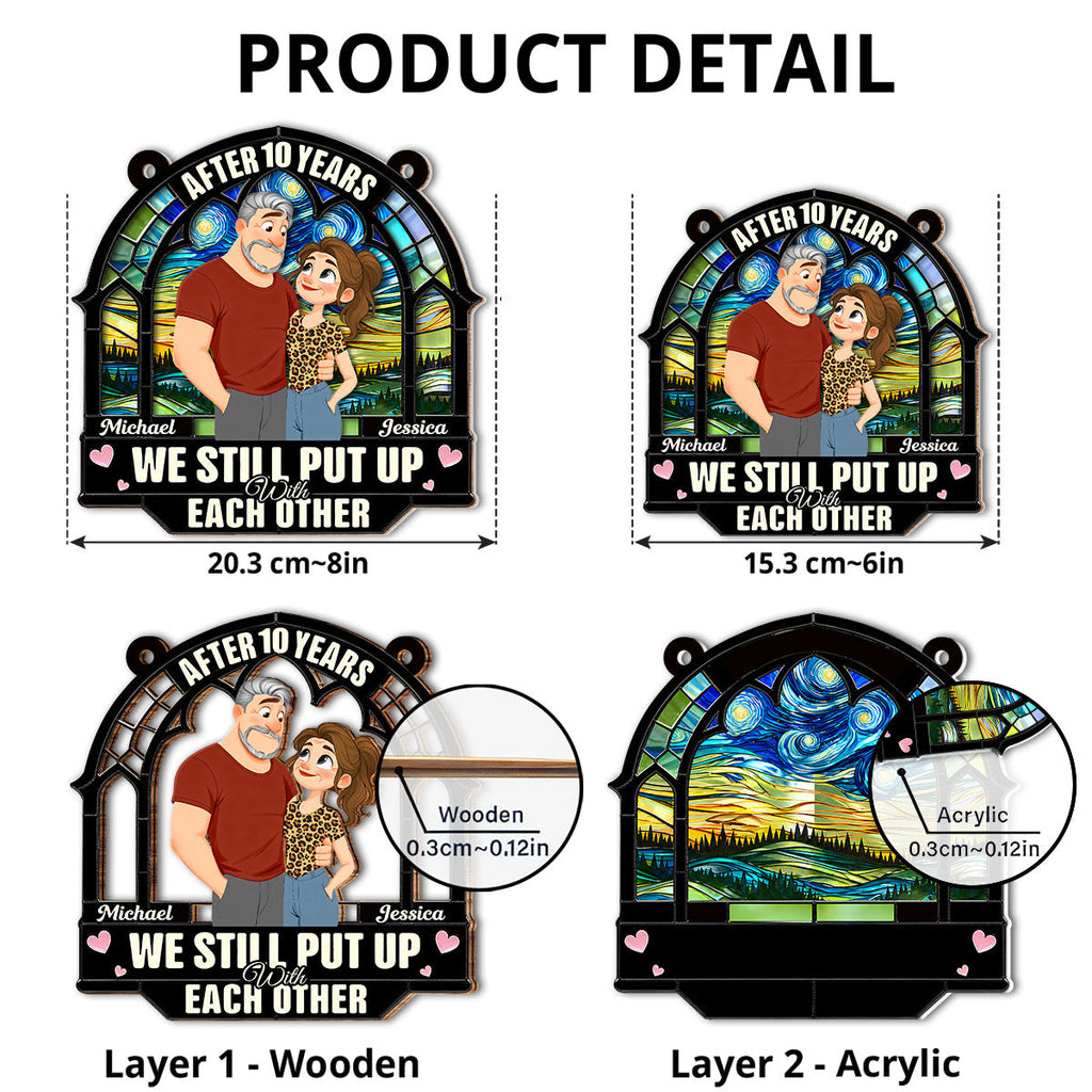 Custom Couple Hanging Decor, Anniversary Valentine's Day Gifts • Forever With You - Personalized Suncatcher