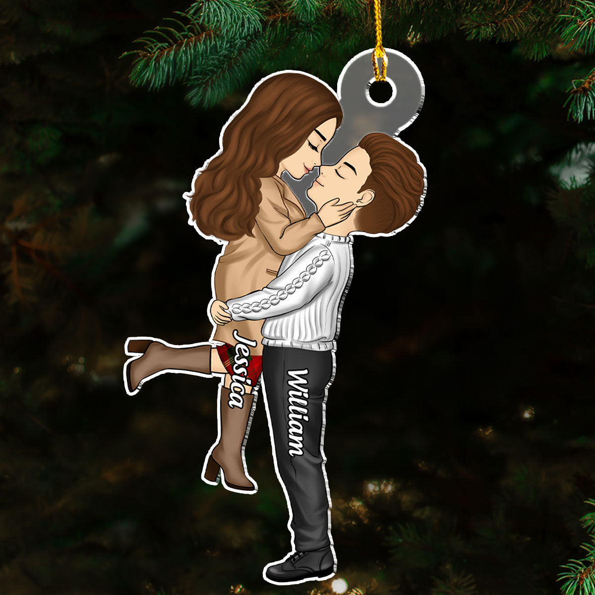 Custom Couple Christmas Ornament, Anniversary Gift •  I Love You - Personalized Acrylic Ornament