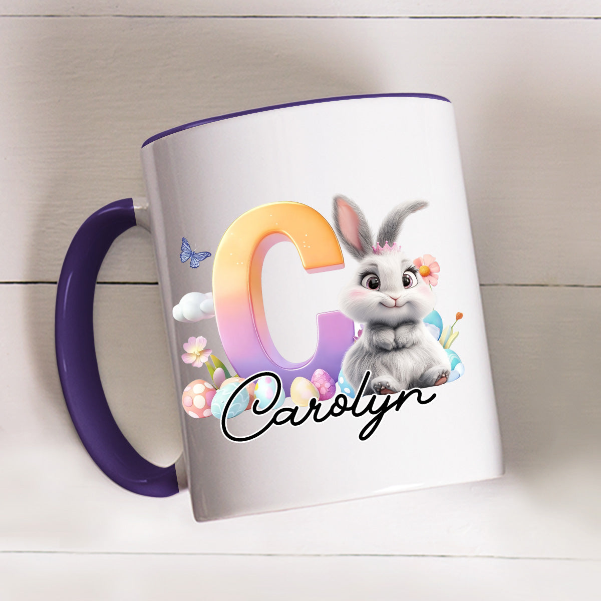 Custom Christmas & Birthday Keepsake Gift • Lovely Bunny Kid - Personalized Accent Mug