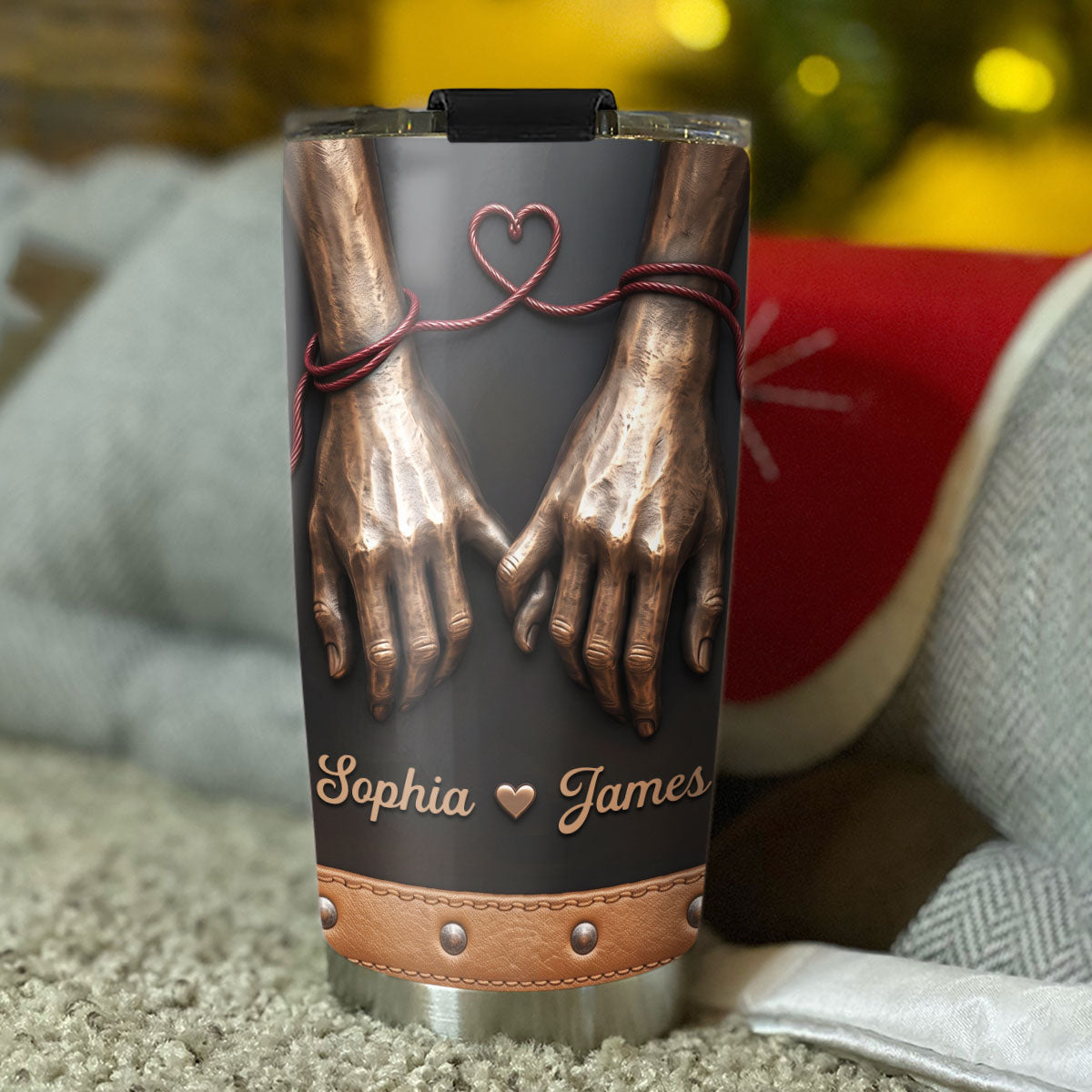 Custom Christmas Anniversary Gifts For Husband • Bound Together - Personalized 3D Inflated Effect Tumbler